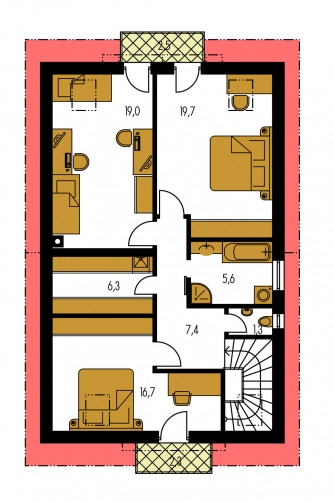 Image miroir | Plan de sol du premier étage - PREMIER 99